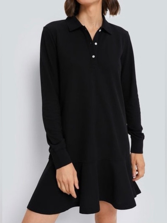 Tuckernuck Dresses & Skirts - Tuckernuck Long Sleeve Pique May Polo Dress Womens XXL Black Cotton Preppy